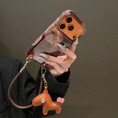 复古琥珀晕染棕黄适用于苹果17promax手机壳iPhone·16promax斜挎可背挂绳15pro小众14promax高级感13pro外壳