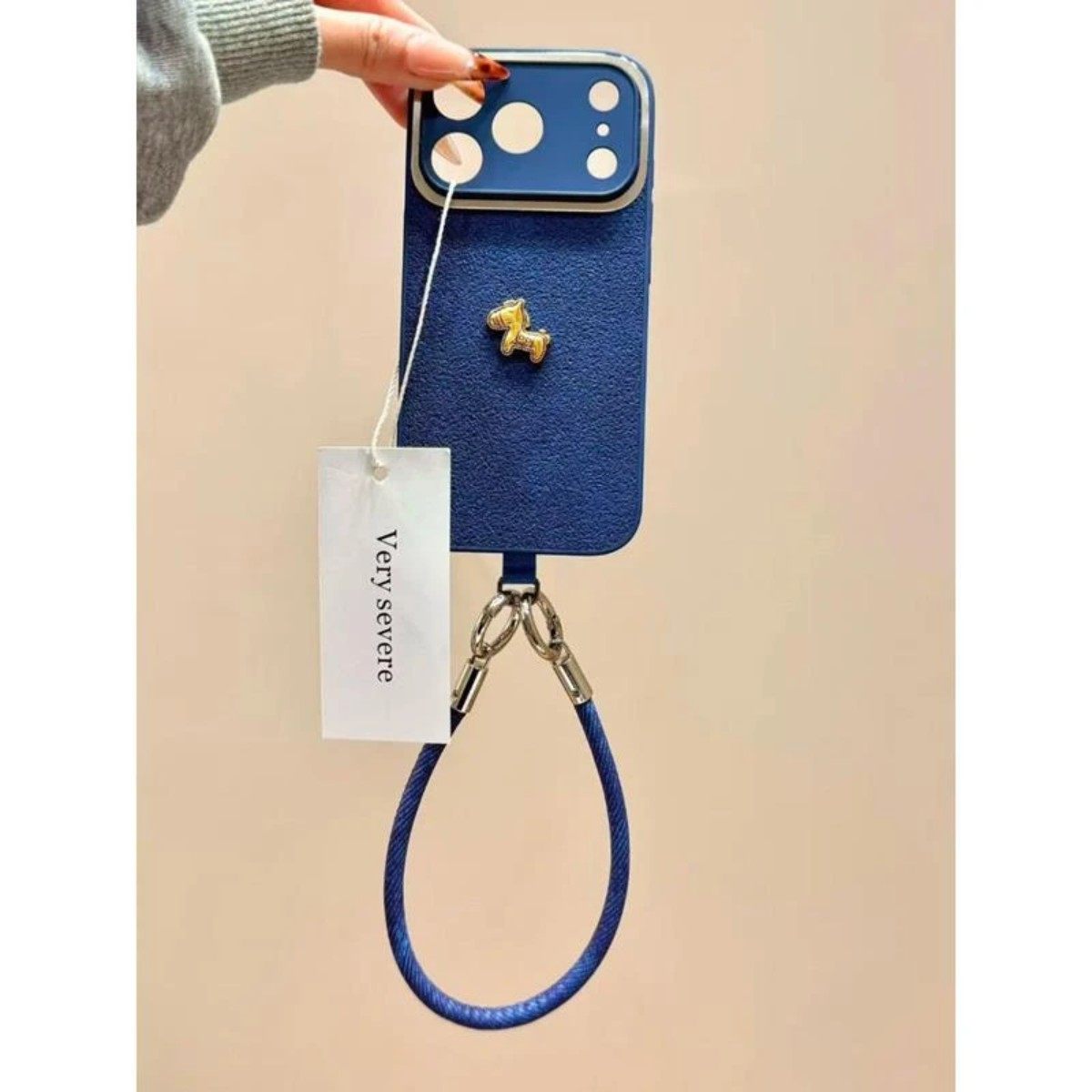 韩系复古高级深蓝立体小金马适用iphone17promax苹果16Pro全包15promax高级感14p男女款16Promax防摔保护套马