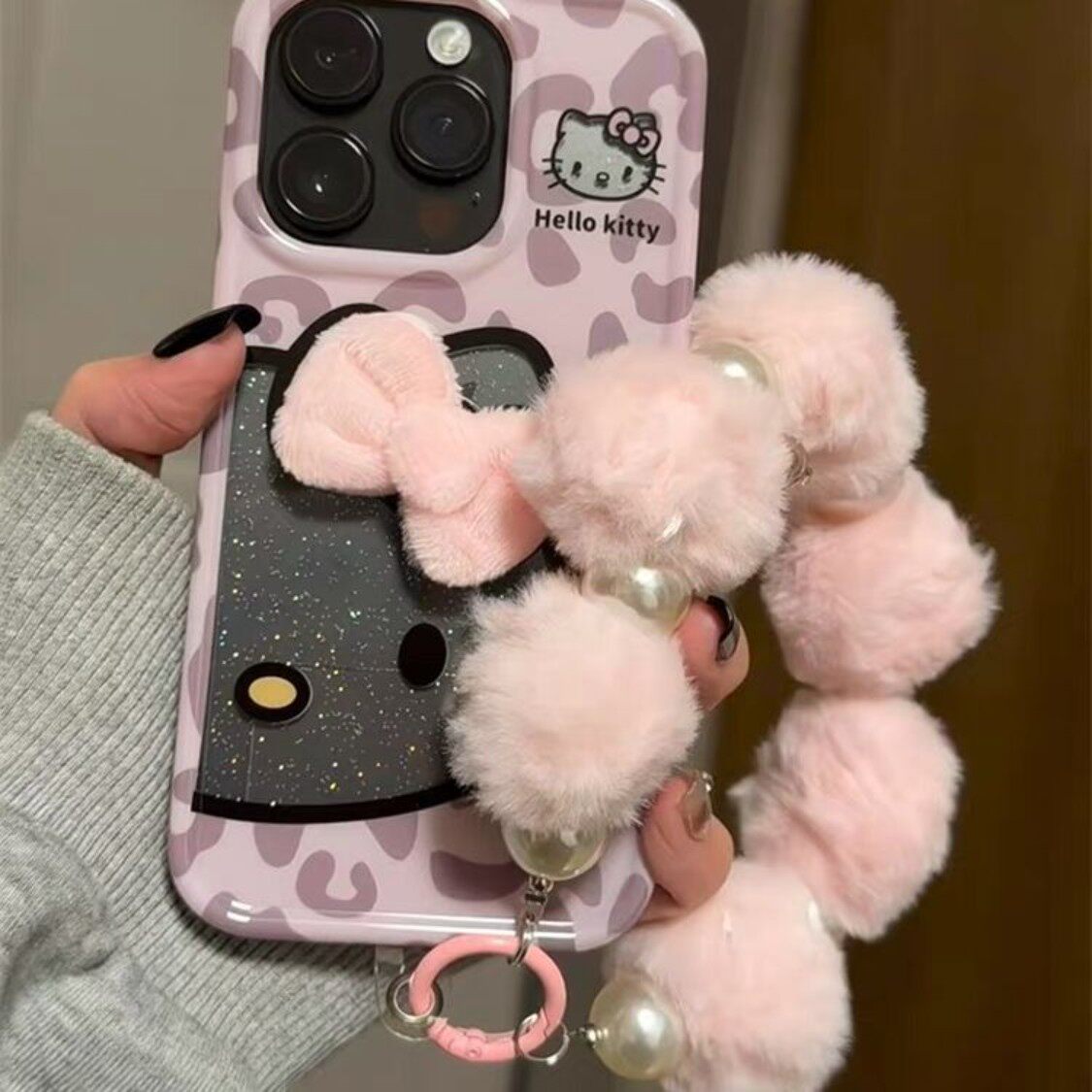 甜酷风粉豹纹半脸猫咪适用苹果17promax手机壳iphone17新款16pro保护套14女款13全包防摔15带挂绳16韩