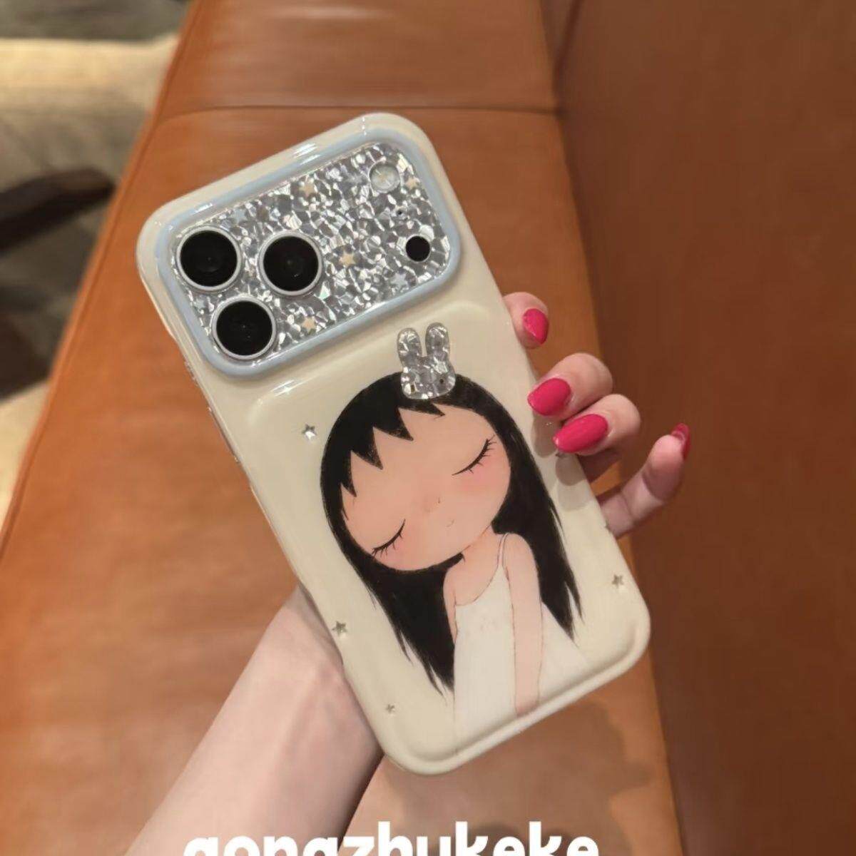 萌系少女心闭眼皇冠小玉适用iPhone17promax手机壳苹果16promax女款15pro新款16手机套ins高级感可爱防摔软边