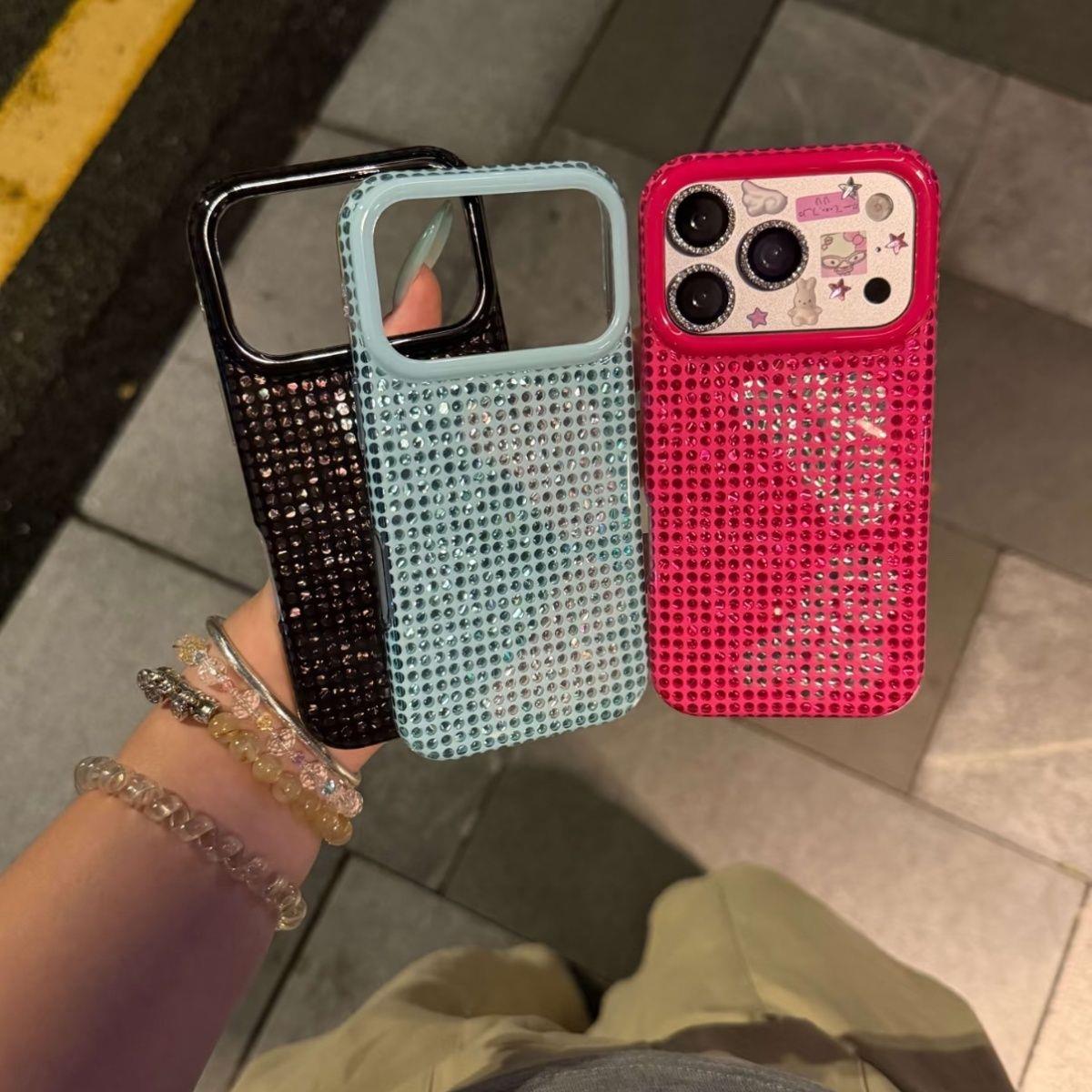 满钻粉色翅膀手机壳适用苹果iPhone17promax闪钻网格保护套16promax奢华防摔女款15promax个性高级感