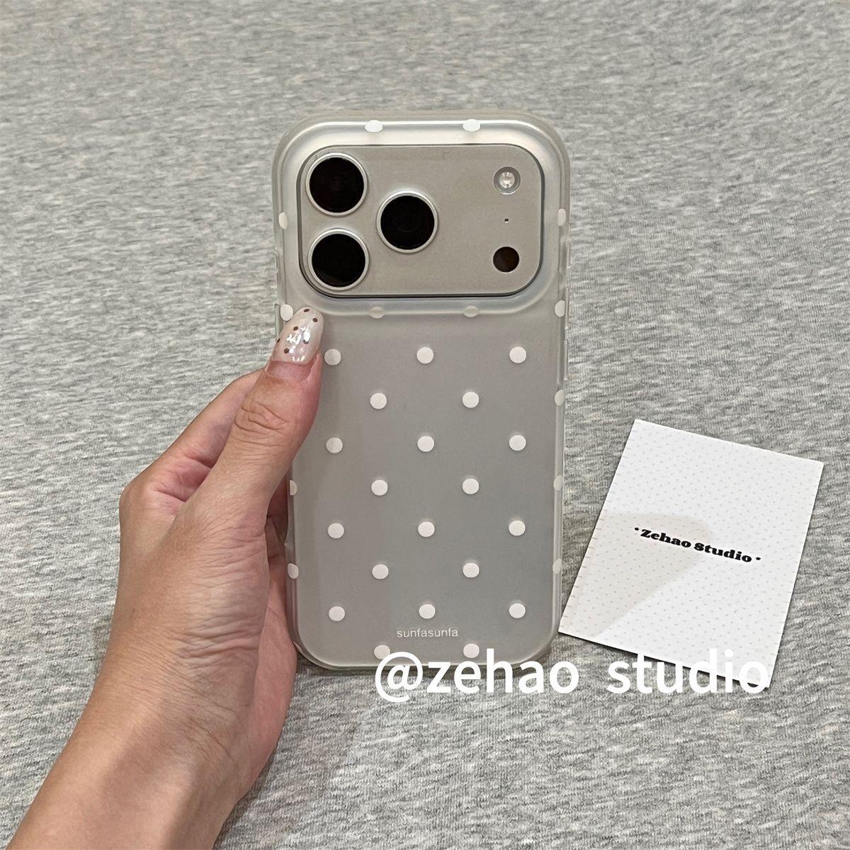 银白高级清冷感波点ins15适用17pro苹果17ProMax手机壳iPhone16Promax全包17新款保护套15pro软手提