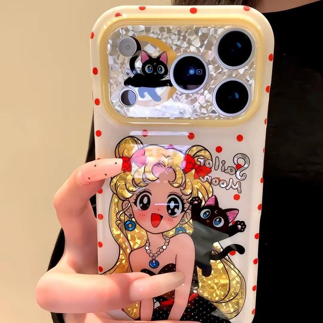 韩系可爱波点猫咪黑裙美少女佐黎适用iPhone17promax手机壳苹果16新款15Pro女16promax创意17个性Pro全包防摔
