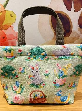 绿色田园FL上班休闲小托特包毛巾包随身收纳逛街手拎包翻包