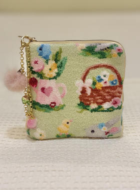 日系FL毛巾包绿色田园多功能收纳包零钱包L包卫生棉包