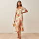 reformation法式 小众浪漫碎花方领气质显瘦连衣裙度假风茶歇长裙