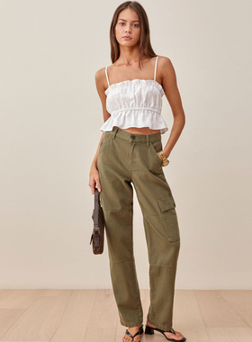 reformatio法式棉麻白色吊带小背心夏泰式短款上衣女外穿别致小衫