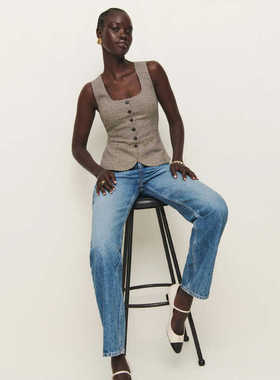 ref法式羊毛千鸟格时尚高级感气质小香风短马甲背心女装外穿上衣