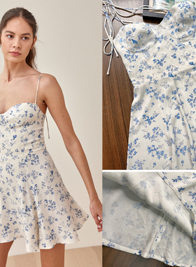 refor法式碎花设计感性感细吊带连衣裙子女夏小个子修身显瘦a字裙