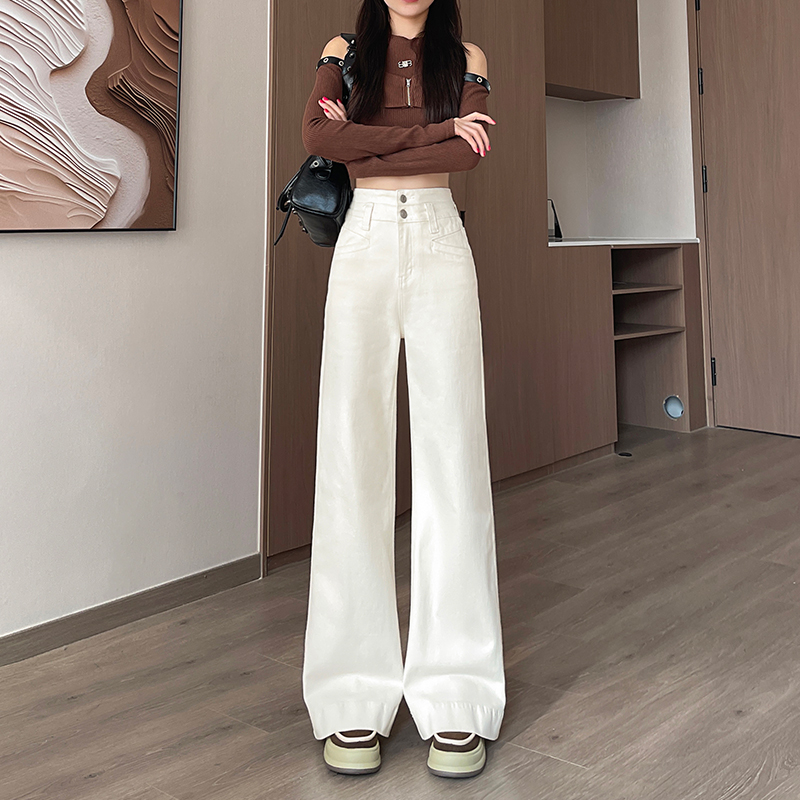裤女夏薄款白色喇叭阔腿牛仔裤女2025年夏季牛仔裤女薄款大阔腿裤