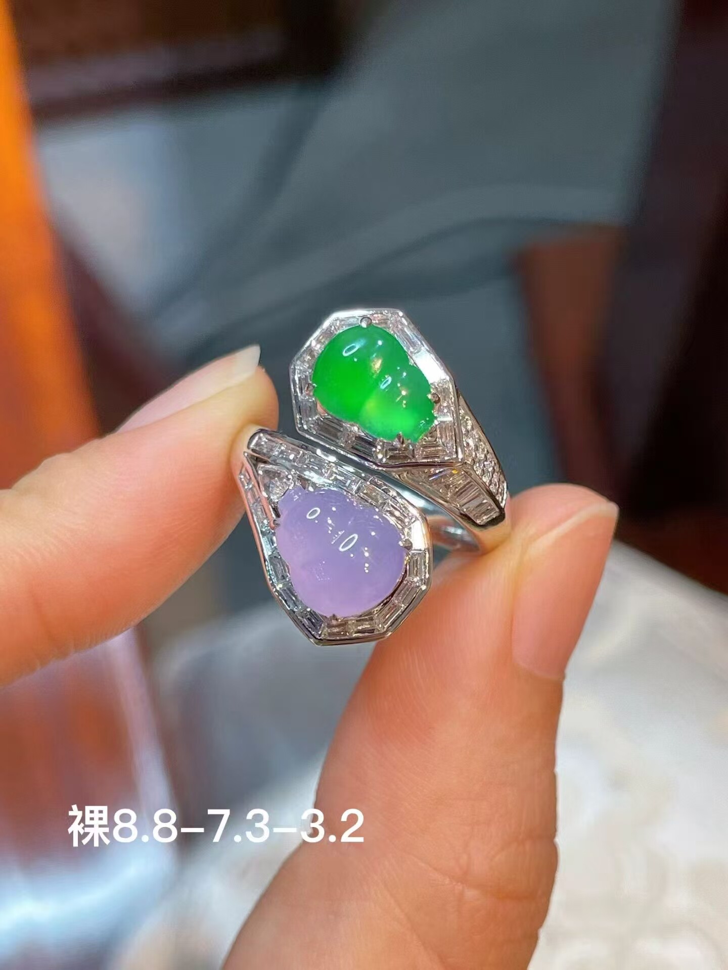 天然缅甸翡翠紫罗兰葫芦戒指 完美 18k镶嵌 不议价 强烈推荐