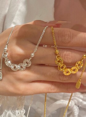 五帝币流苏项链碎冰冰五帝铜钱币招财吊坠钱多多轻奢网红新款女