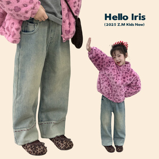 【复古牛仔】25冬季女童加绒牛仔裤中大童休闲裤儿童直筒裤