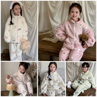 【绒绒暖居】25男女童双面考拉绒亲子睡衣中大童家居服套装