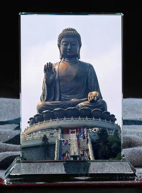 香港天坛大佛水晶摆台玄关办公桌面家居装饰工艺品供奉摆件定制