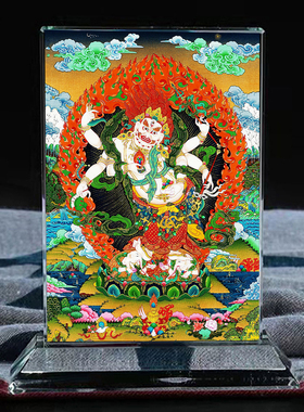 六臂白玛哈嘎拉水晶摆台玄关桌面家居装饰品手工艺品供奉摆件定制