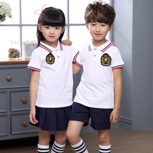 幼儿园园服小学生校服班服夏季 儿童T恤毕业照 短袖 英伦风运动套装