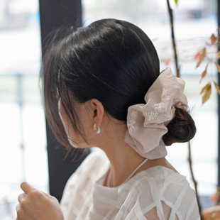 新中式国风松梅刺绣大肠发圈超大高级慵懒风头花头饰发饰2026新款