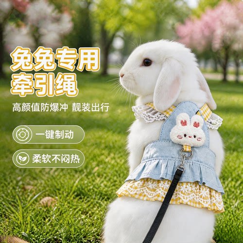 侏儒兔专用胸背式可调节款牵引绳不勒脖子防逃脱家用外出溜兔神器