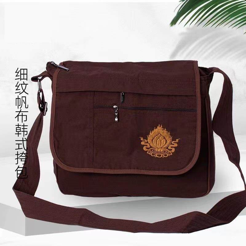 新款帆布僧包居士包罗汉包多功能翻盖包斜挎包三宝挎包单肩半圆包图片
