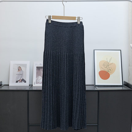 走戏班牙！ G1090＋  气质通勤褶皱中长款针织直筒半身裙女长裙