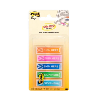 美国3M报事贴680-SH2 合同签名指示标签 SIGN HERE抽取式箭头签名提示分类标签 提示便条纸2卡100张反复使用