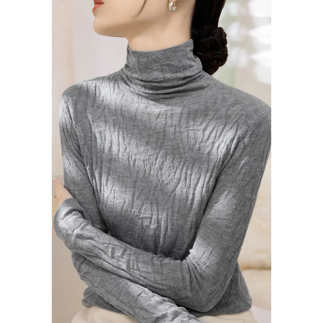 卡慕妍轻奢女装2025冬季新款灰色防风堆堆领长袖毛衣大衣外套内搭,女装/女士精品,大码内搭,淘宝优惠券,粉丝福利购,淘宝优惠卷