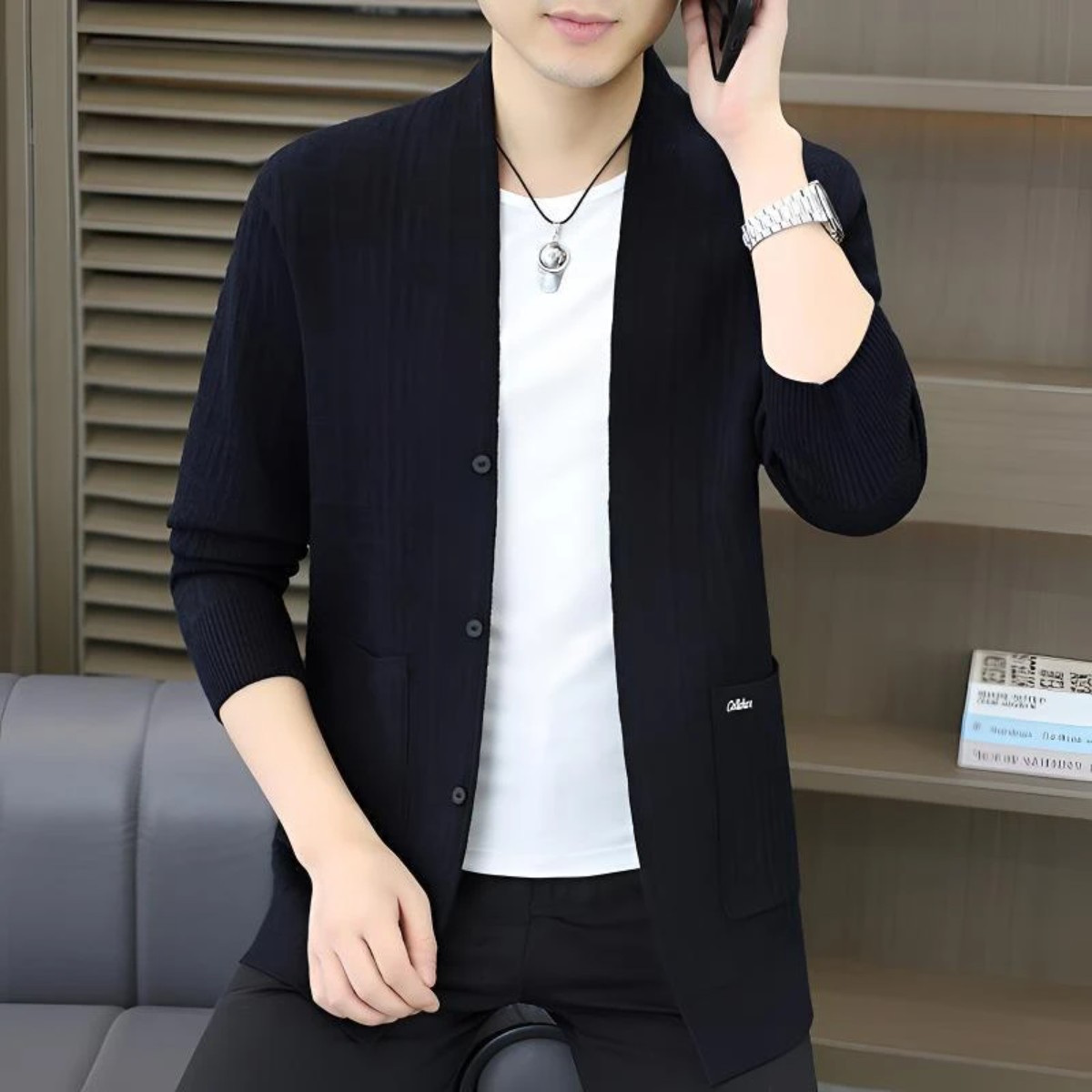 盛锦严选2026新款男春秋士开衫