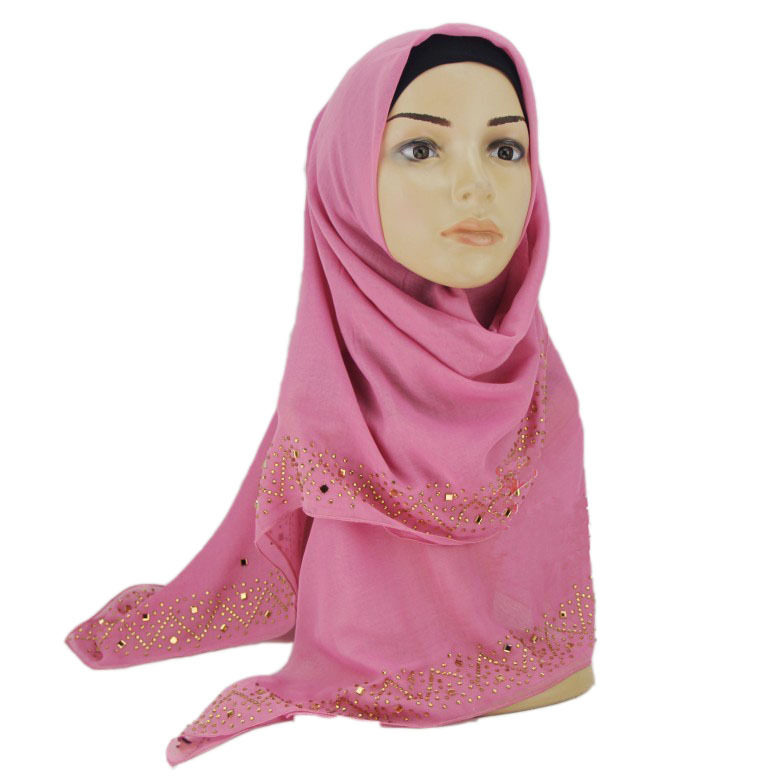 巴厘纱捷克烫钻穆斯林方巾 头巾 纱巾包头巾