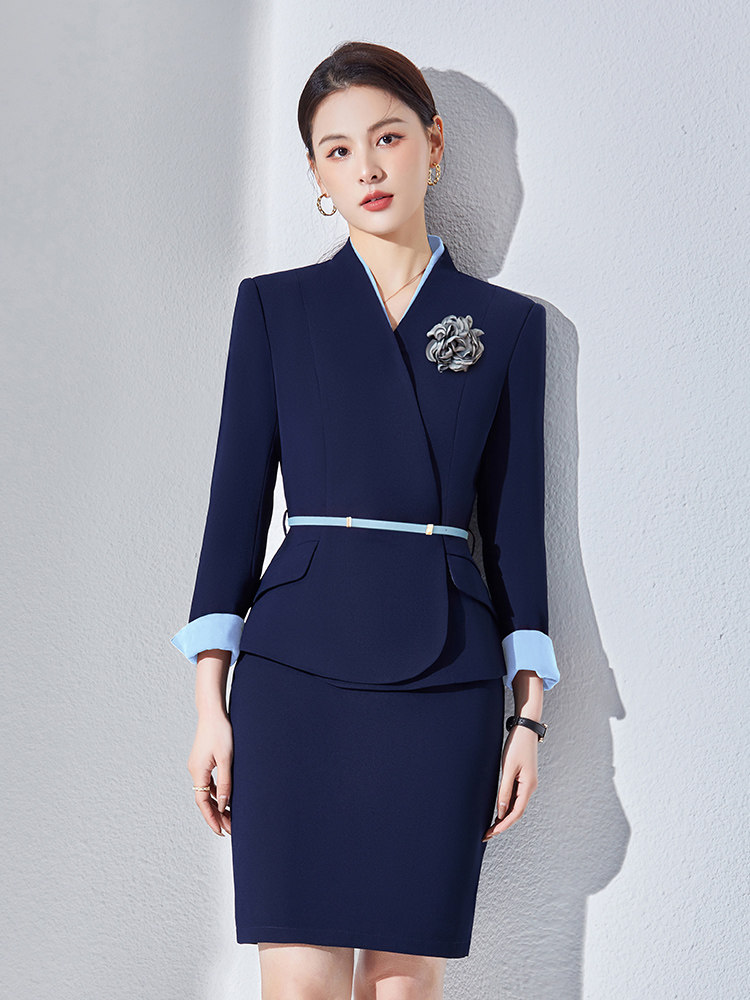SPRING AND AUTUMN PROFESSIONAL SUIT SUIT FEMININE TEMPERAMENT FLIGHT ATTENDANT BEAUTY SALON HOTEL FRONT DESK RECEPTION  S DEPARTMENT WORK CLOTHES OL