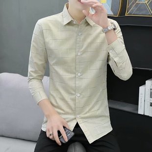 长袖衬衫男士秋季新款修身帅气衬衣韩版潮流青年免烫商务休闲寸衫