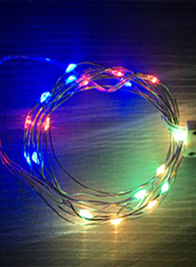 生日蛋糕装饰LEDl闪光灯串 烘培创意蛋糕铜线小彩灯纽扣电池灯带