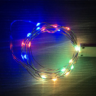 生日蛋糕装饰LEDl闪光灯串 烘培创意蛋糕铜线小彩灯纽扣电池灯带