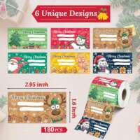 180 stickers/rolls of Christmas stickers, cute cartoon snowman reindeer, holiday gift packaging decoration, and hand-writable labels thumbnail 7