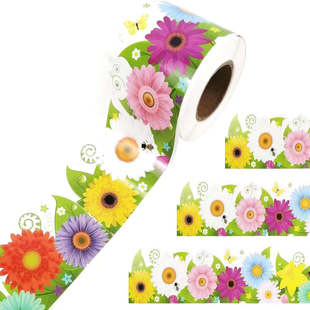18米/卷向日葵花卉贴纸自粘不干胶黑板报边框长条装饰手工diy