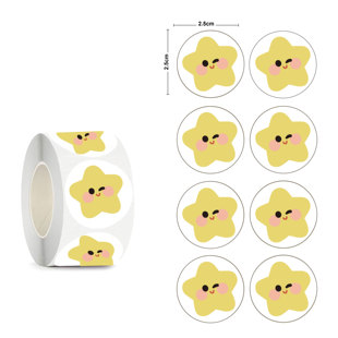 500贴/卷卡通表情包小星星贴纸儿童玩具手帐素材装饰圆形小贴画