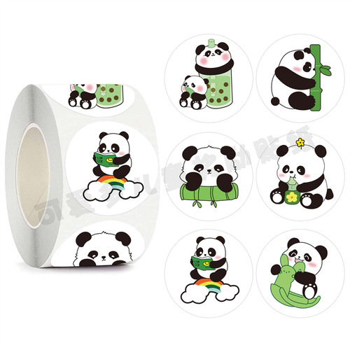 装饰圆形贴画可爱卡通熊猫贴纸