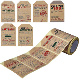 装 扮礼物包装 饰标签贴 卷英文创意圣诞节贴纸节日圣诞树装 200贴