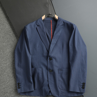 LP春季新款字母刺绣徽章高端商务休闲两粒扣亚麻西服外套男士西装