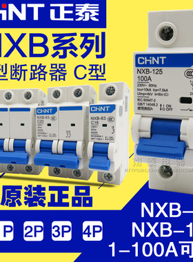 正泰NXB断路器家用空开总开电闸63a100a125A 1P2P3P4P32A开关DZ47