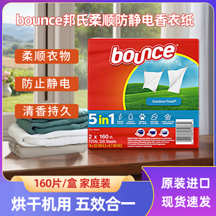 美国进口Bounce邦氏抗静电除皱柔顺纸四合一香衣纸烘干机用160片