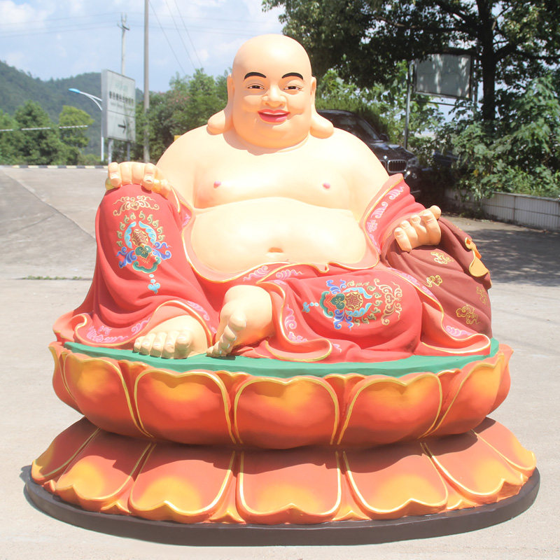 树脂贴金莲花弥勒佛摆件