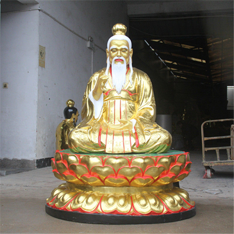 大型寺庙贴金彩绘三清1米6莲花三清道祖佛像太上老君菩萨道德天尊