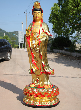 树脂站观音佛像贴金厂家直销