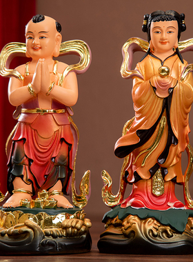 厂家直销金童玉女佛像善财童子善财龙子龙女观音佛像护法