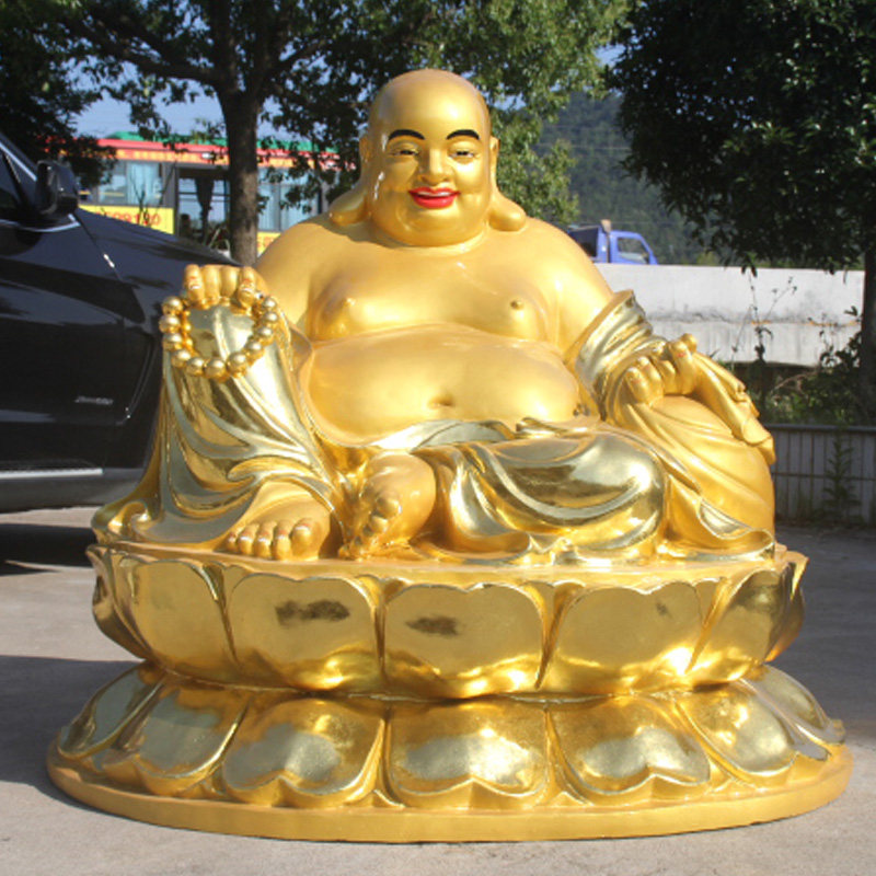 树脂玻璃钢鎏金大肚弥勒佛