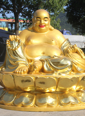 树脂玻璃钢鎏金大肚弥勒佛
