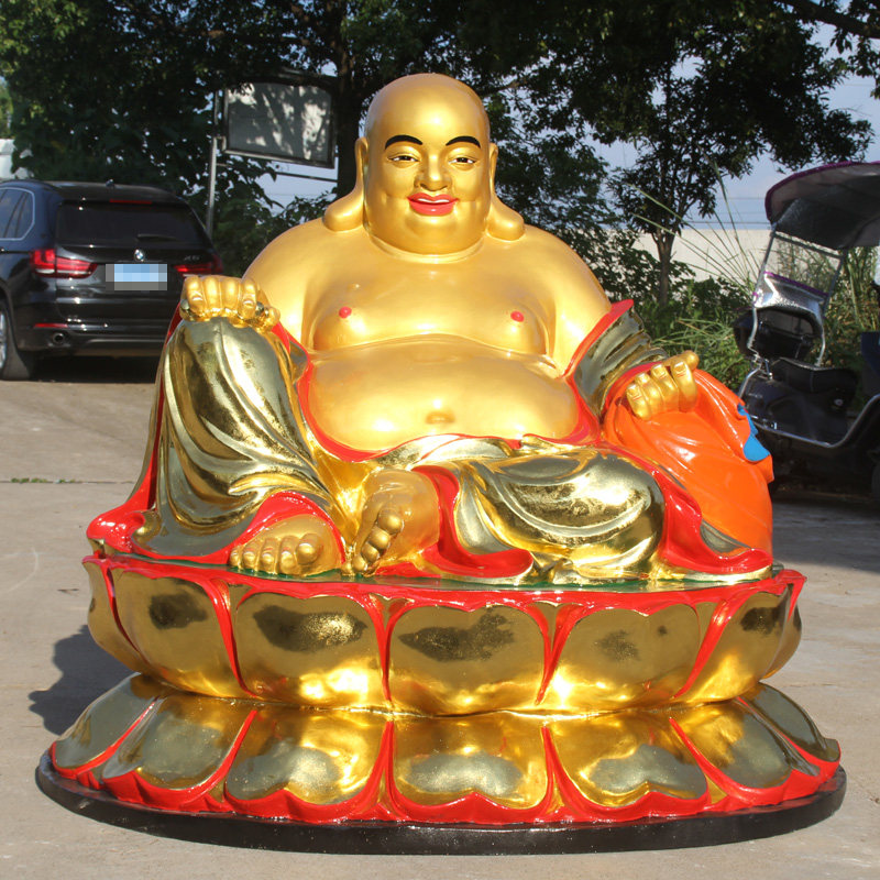 寺庙树脂木雕大肚弥勒佛