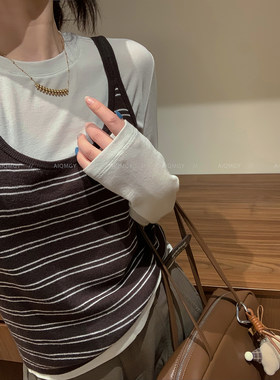 爱情魔鬼鱼条纹针织吊带背心女