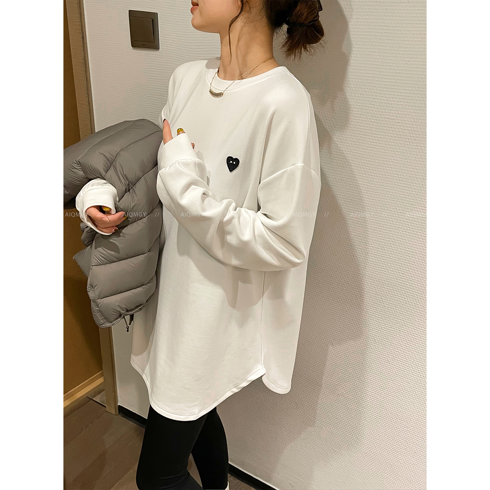 爱情魔鬼鱼爱心刺绣T恤女上衣